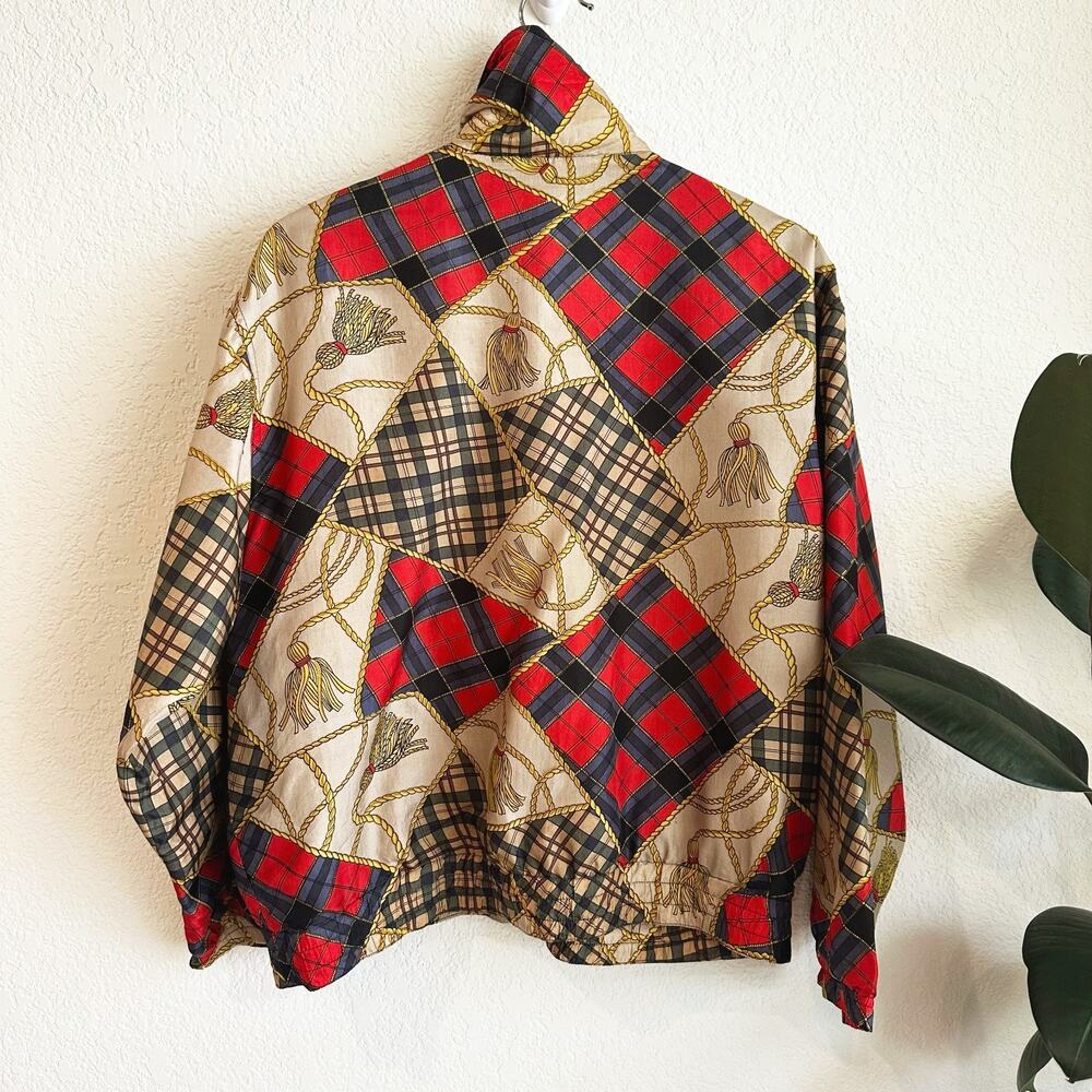 VTG Stunt Sports Silk Bomber Jacket (Small P) Equestrian Print Old Money Preppy - Picture 5 of 12